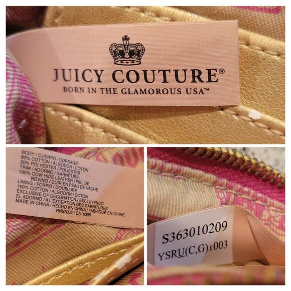 Juicy Couture Pink Velour Leather 09 Charge It! Chain Charm Y2K Wristlet Clutch - Picture 9 of 13